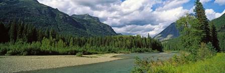 Creek along mountains, McDonald Creek, US Glacier National Park, Montana, USA by Panoramic Images art print