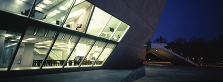 Concert hall lit up at night, Casa Da Musica, Porto, Portugal by Panoramic Images art print