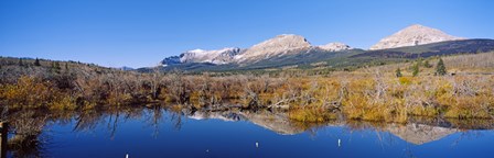 Reflection of mountains in water, Milk River, US Glacier National Park, Montana, USA by Panoramic Images art print