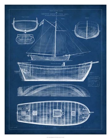 Antique Ship Blueprint II by Vision Studio art print