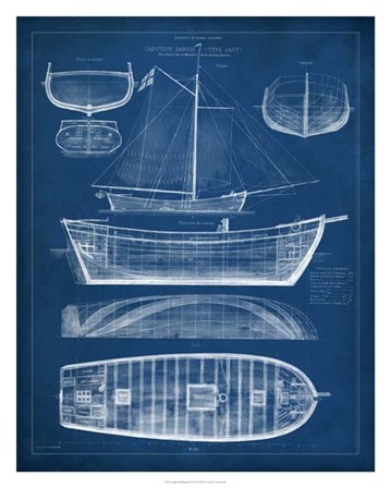Antique Ship Blueprint II by Vision Studio art print