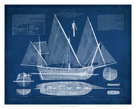 Antique Ship Blueprint III by Vision Studio art print
