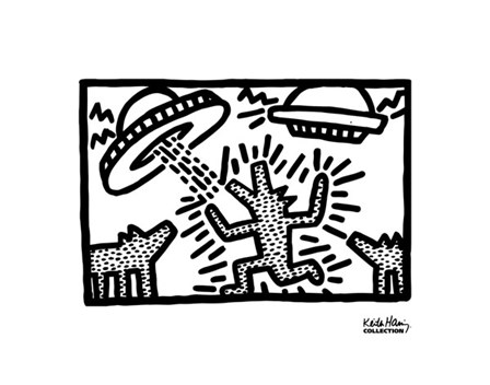 Untitled, 1982 (dogs with UFOs) by Keith Haring art print