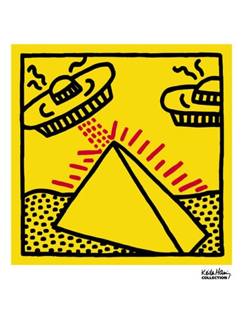 Untitled, 1984 (pyramid with UFOs) by Keith Haring art print