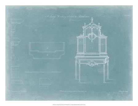 Lady&#39;s Writing Table &amp; Bookcase by Thomas Chippendale art print