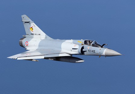 Mirage 2000C of the French Air Force (blue &amp; white) by Gert Kromhout/Stocktrek Images art print