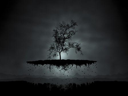 Flying Tree ( digitally generated - black) by Vlad Gerasimov/Stocktrek Images art print