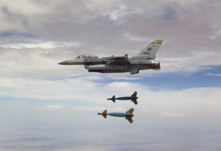 F-16 Fighting Falcon Releases GBU-24 Laser Guided Bombs by HIGH-G Productions/Stocktrek Images art print