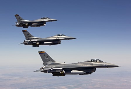 Three F-16&#39;s fly in Formation over Arizona by HIGH-G Productions/Stocktrek Images art print