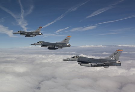 Three F-16&#39;s over the Clouds of Arizona by HIGH-G Productions/Stocktrek Images art print