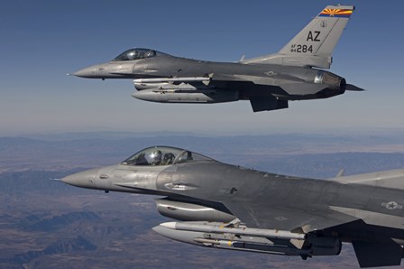 Close-Up of Two F-16&#39;s over Arizona by HIGH-G Productions/Stocktrek Images art print