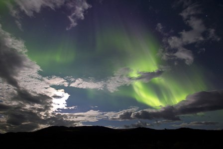 Aurora Borealis with Moonlight at Fish Lake, Yukon, Canada by Joseph Bradley/Stocktrek Images art print