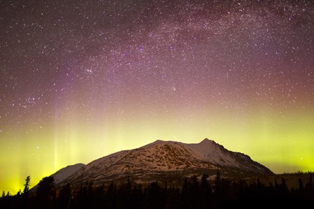 Aurora Borealis, Comet Panstarrs and Milky Way over Yukon, Canada by Joseph Bradley/Stocktrek Images art print