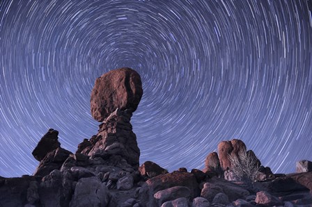 Star trails around the Northern Pole Star, Arches National Park, Utah by John Davis/Stocktrek Images art print