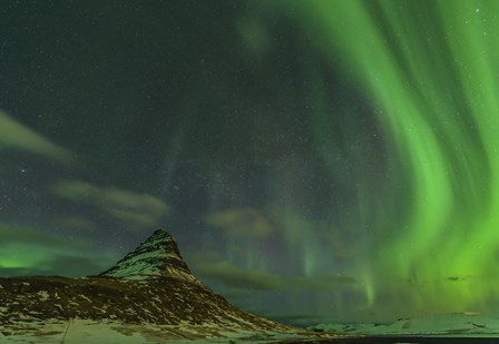 Northern Lights over Mount Kirkjufell in Iceland by John Davis/Stocktrek Images art print