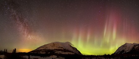 Red Aurora Borealis and Milky Way over Carcross Desert, Canada by Joseph Bradley/Stocktrek Images art print