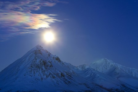 Full moon with Rainbow Clouds over Ogilvie Mountains, Canada by Joseph Bradley/Stocktrek Images art print