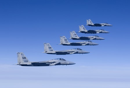 Six F-15 Eagles Fly in Formation by HIGH-G Productions/Stocktrek Images art print