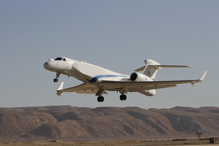 A Gulfstream Nachshon-Eitam of the Israeli Air Force taking off by Ofer Zidon/Stocktrek Images art print