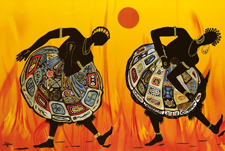 Two Dancing Women by Timoth&#233; Kodjo Honkou art print