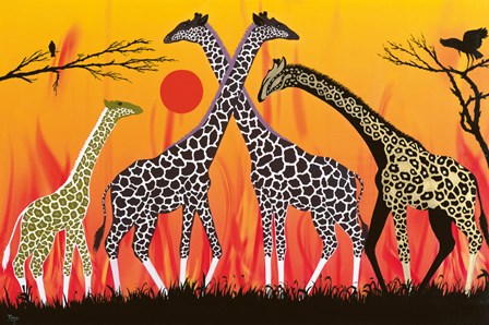 Giraffe Family by Timoth&#233; Kodjo Honkou art print