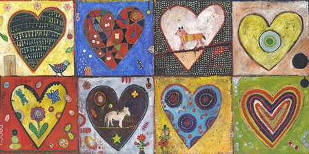 Eight Flat Hearts by Jill Mayberg art print