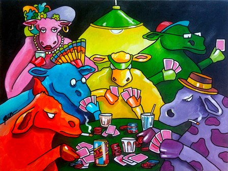 Cows Poker by Howie Green art print
