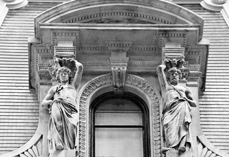 City Hall Sculpture (window) (b/w) by Erin Clark art print