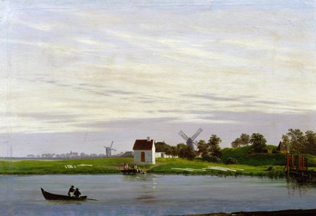 Landscape with Windmills by Caspar David Friedrich art print