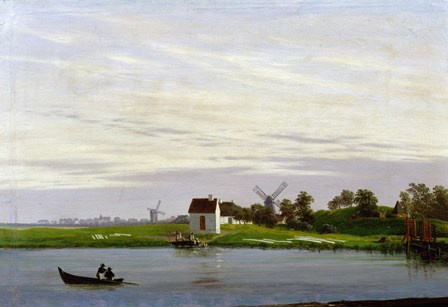 Landscape with Windmills by Caspar David Friedrich art print