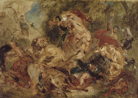 The Lion Hunt, c 1854 by Eugene Delacroix art print