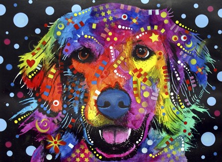 Golden Retriever (on black) by Dean Russo art print