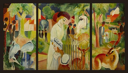 Large Zoological Garden (Triptych) by August Macke art print