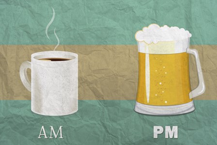 AM Coffee PM Beer by Lantern Press art print