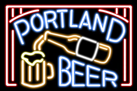 Portland Beer Fluorescent Sign by Lantern Press art print