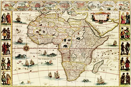 Decorative Africa Map by Lantern Press art print