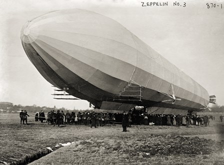 Blimp, Zeppelin No. 3, on Ground by Print Collection art print
