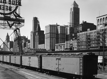 Chicago Skyline from Water Street by Print Collection art print