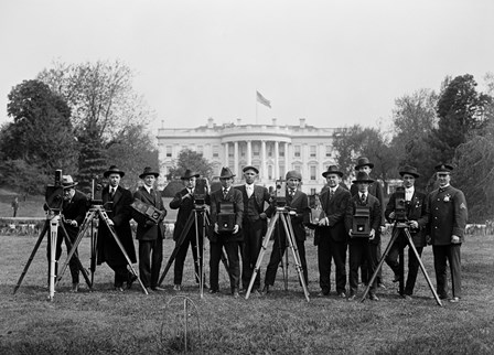 Press Correspondents and Photographers on White House Lawn by Print Collection art print