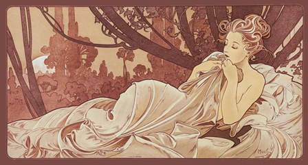 Sepia by Alphonse Mucha art print