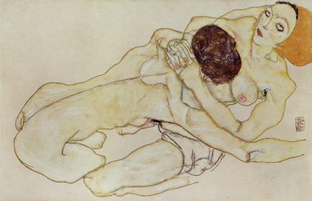 Two Girls (Lovers), 1914 by Egon Schiele art print