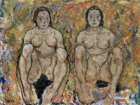 Squatting Women, 1918 by Egon Schiele art print
