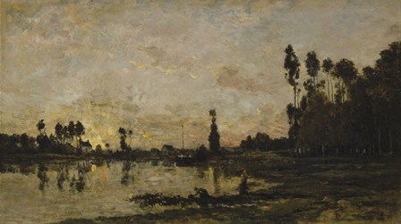 Setting Sun Over The Oise, 1865 by Charles Francois Daubigny art print