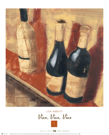 Vino, Vino, Vino 1 by Len Abbott art print