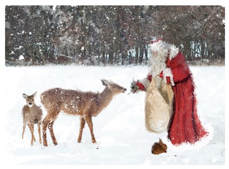 Santa Greets The Deer by DBK-Art Licensing art print