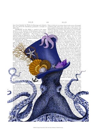 Octopus Nautical Hat by Fab Funky art print