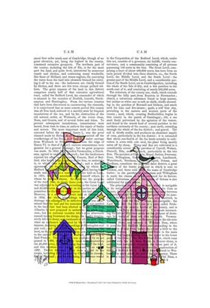 Beach Huts 1 Illustration by Fab Funky art print