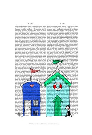 Beach Huts 2 Illustration by Fab Funky art print