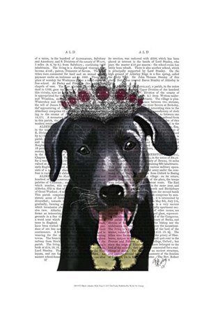 Black Labrador With Tiara by Fab Funky art print