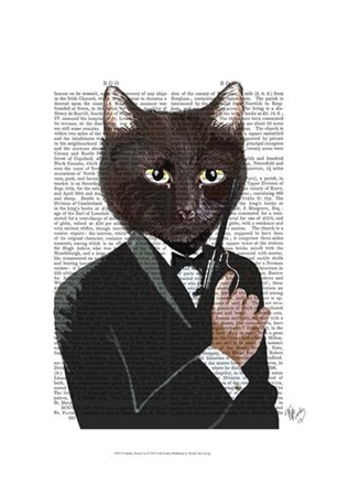 James Bond Cat by Fab Funky art print